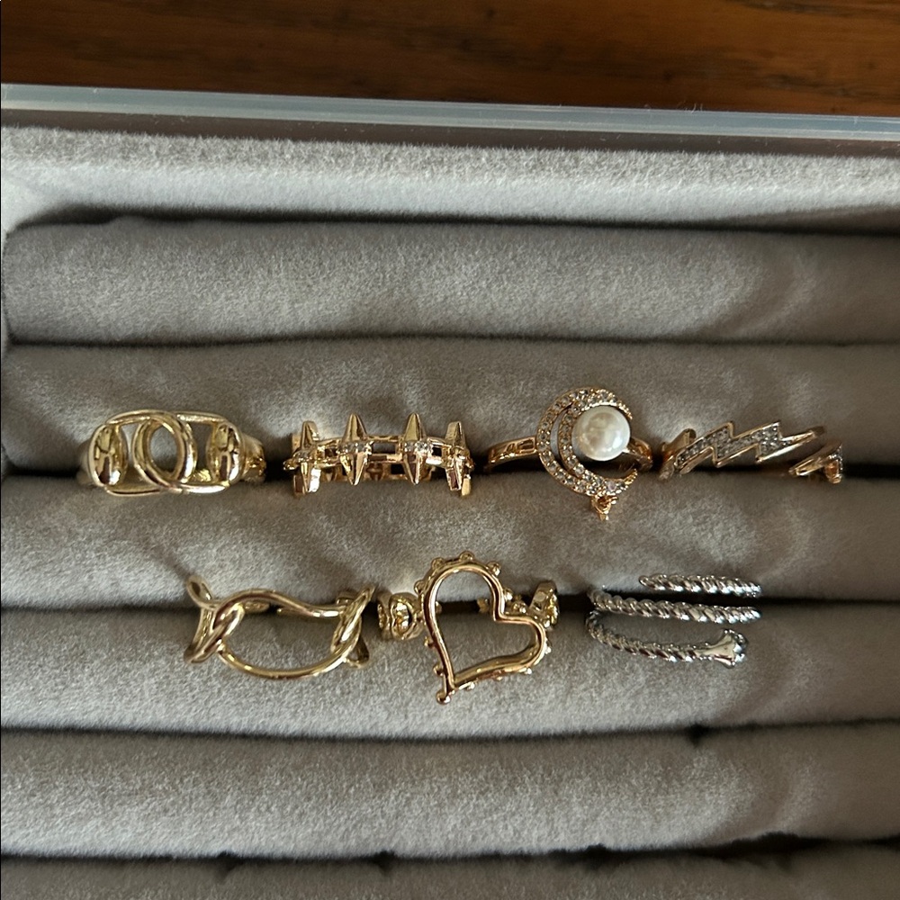 7 Ring Set Gold Tone and Silver Tone